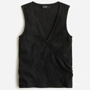 J. Crew Ruched Wrap Top "Vintage Rib" Black XS New!